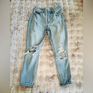 Abercrombie & Fitch Ripped Light Blue Skinny High Rise Curve Love Jeans Size 28